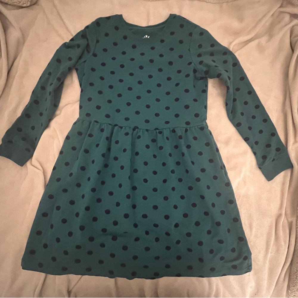 PRIMARY Green Polka Dot Girls Dress Size 12 Fit‎ & Flare